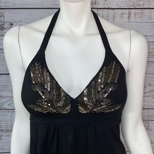 Victoria’s Secret black halter top with sequin accents size medium